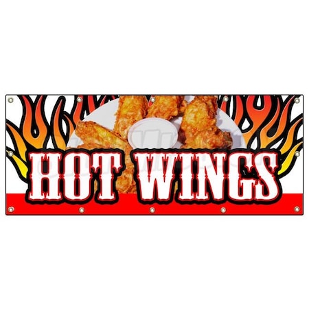 HOT WINGS BANNER SIGN Buffalo Spicy Chicken Crispy Sauce Hotsauce